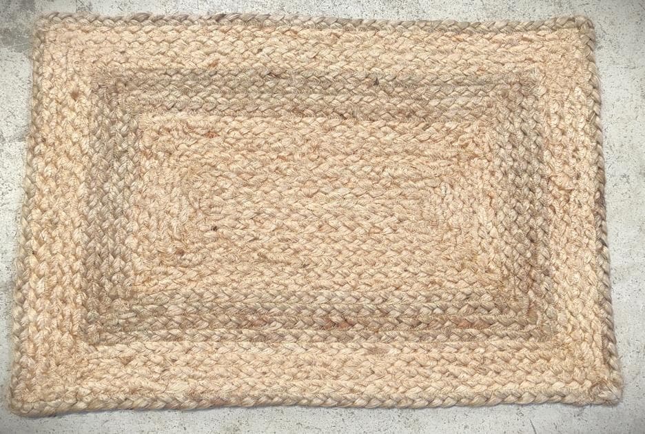 Natural Braided Jute Mat, 50 × 30 cm