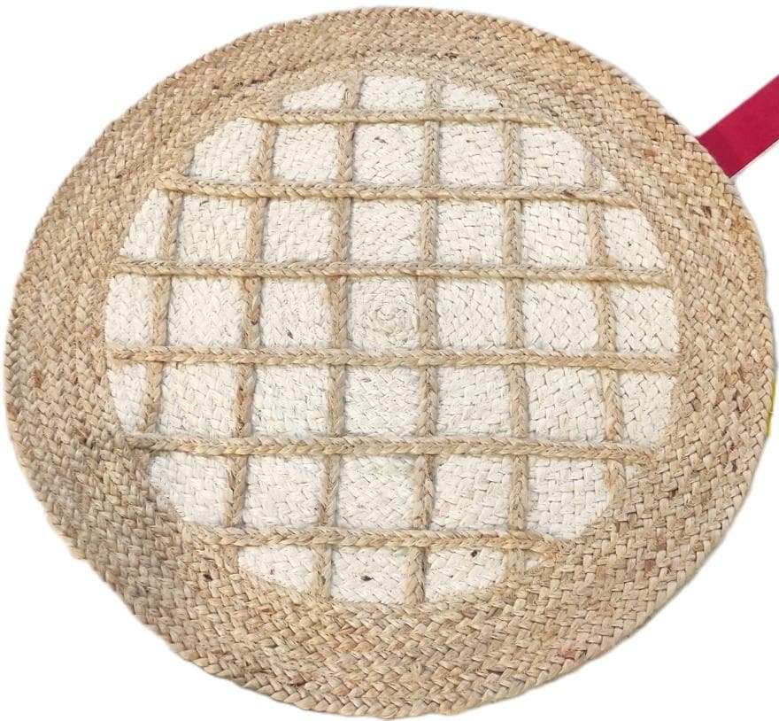 Round Lattice Jute Rug, 60 cm diameter