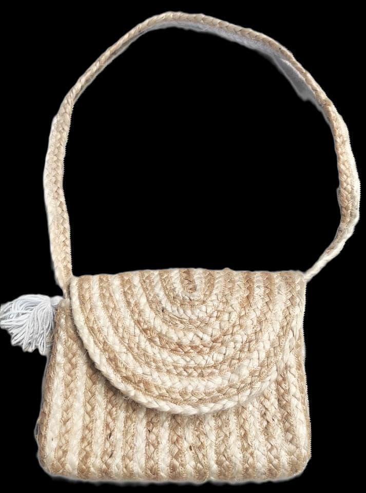 Jute Braid Shoulder Bag with Flap