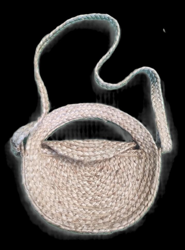 Round Jute Braid Crossbody Bag