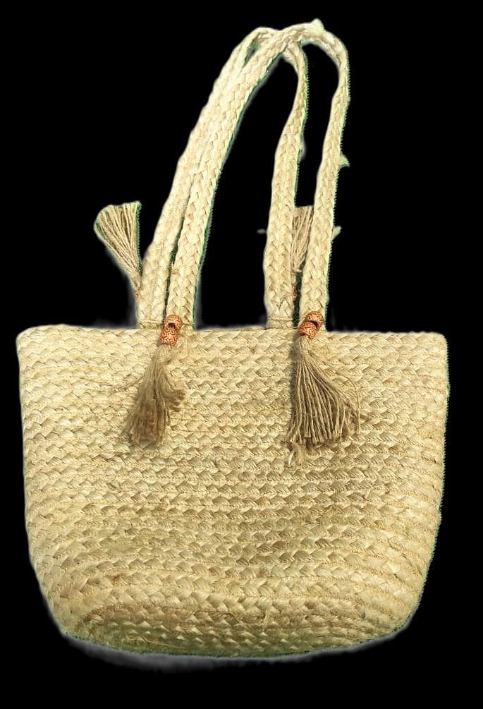 Jute Tote with Double Tassels