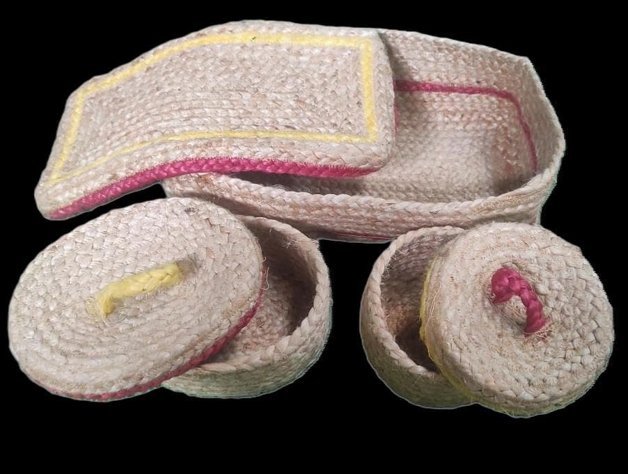 Jute Lidded Basket Set